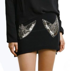 Merritt Charles Black Skirt with Silver Beaded Accents